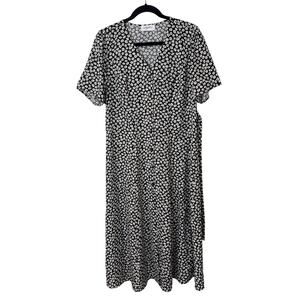 Carly Jean Los Angeles Women's Elise Dress Midi Button Down Tie Waist Floral L